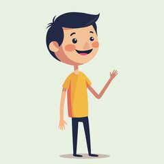Cute Little Standing Boy – Flat Style Cartoon Illustration