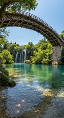 Bridge over a waterfall