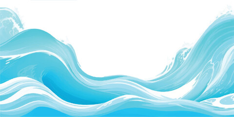 Vibrant Cartoon Ocean Wave Vector with Splash and Foam on White Background – Perfect for Summer Party Designs, Kids Themes, and Travel Graphics
