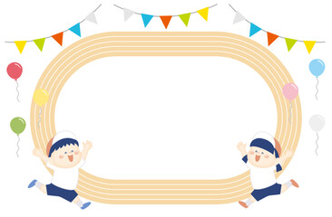 運動会の可愛い子供達のフレーム13