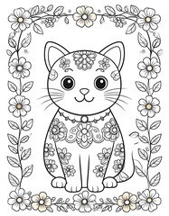 Cute cat coloring page (2)