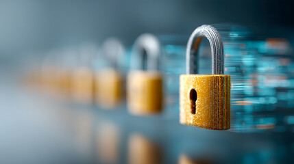 Digital shield icon hologram on future tech background. Security and safety Evolution. Futuristic shield icon in world of technological progress and innovation. CGI 3D render