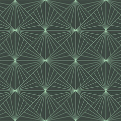 Seamless vector pattern featuring radiating green lines in abstract geometric structure. Mod background with a crisp clean layout perfect for digital projects, branding, posters, wallpapers, backdrops