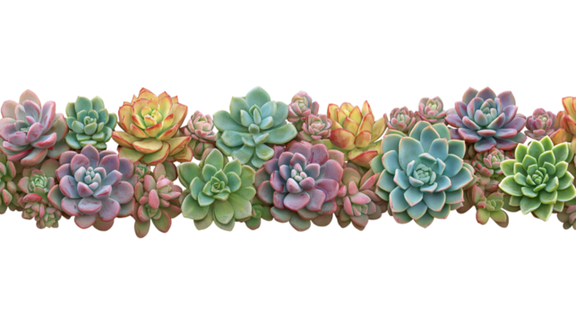 vibrant array of colorful succulents isolated on white background