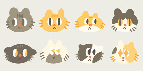 Cute cartoon doodle cat. Animal doodle illustration set.