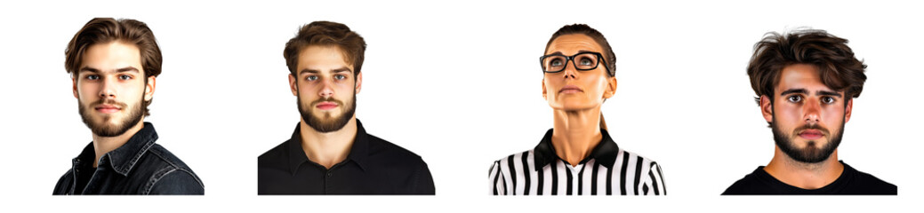 Obraz premium Group of four diverse individuals with varying expressions and styles