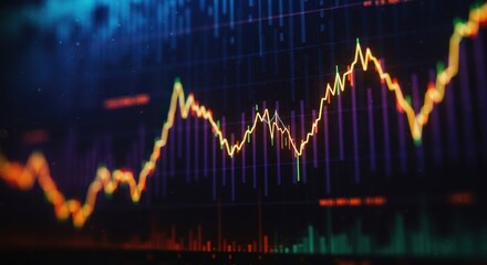 Dynamic financial market chart displaying fluctuating stock prices and trading trends on a digital platform