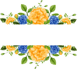 watercolor illustration of a rose arrangement text frame
