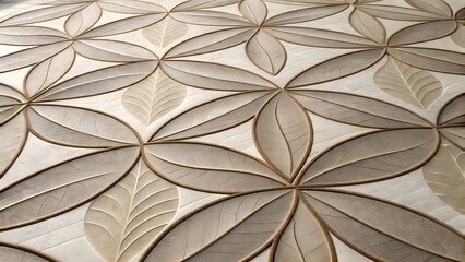 Floral Wood Carving Intricate Leaf and Flower Motif Background