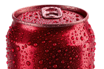 Close-up of a red soda can, wet with condensation (1)