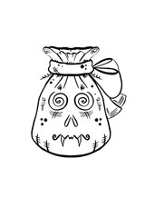 Magic Spell Bag Halloween Illustration – Hand Drawn Magical Art of Witch Pouch with Stars, Ideal for Spellcasting Decor, Party Stickers, Halloween Accessories