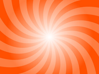Aerospace orange sunburst background. Vivid red radial retro glowing rays banner. Abstract retro whirlwind starburst vector abstract background. Twisted radial illustration.