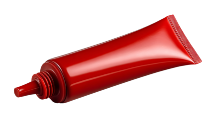 Red cosmetic cream tube isolated on transparent background