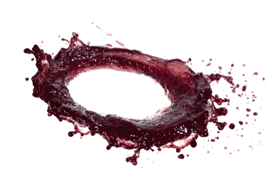 Red liquid splash forming a ring