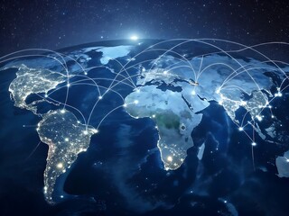 Photo of global network connection representing the modern digital communication and technology, connecting the world with data and information exchange for international business