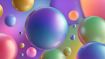 Abstract background of iridescent spheres in pastel colors