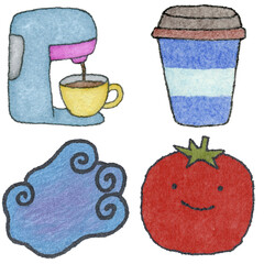 a drawing of a variety of food items