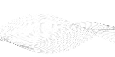 Abstract flowing dots particles wave curved lines on transparent background. Black halftone gradient smooth curve line shape background. Design for frequency sound, technology, science, banner  © Ahmad Araf
