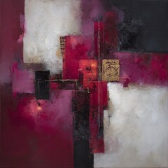 Composizione astratta in toni di rosso e bianco