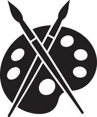 Painter palette and paint brushes icon symbol vector illustration
