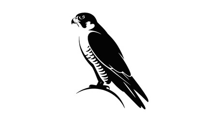 Falcon perched on a branch silhouette Keywords: falcon, bird, silhouette, perched, branch