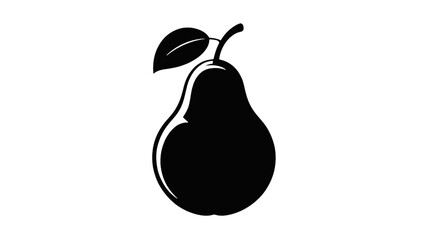 Pear Silhouette with Leaf Outline fruit icon