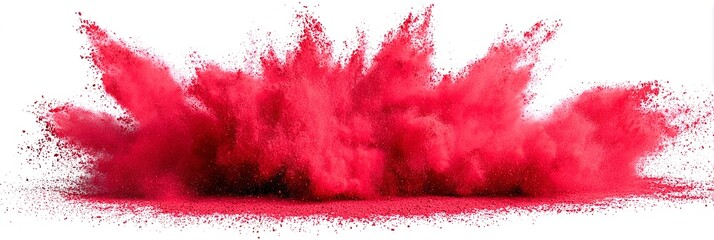 Esplosione di polvere rossa isolata su sfondo bianco