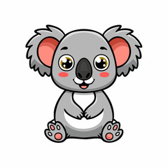 Obraz premium Cute and Adorable Cartoon Koala Illustration Sitting Down with Expressive Eyes