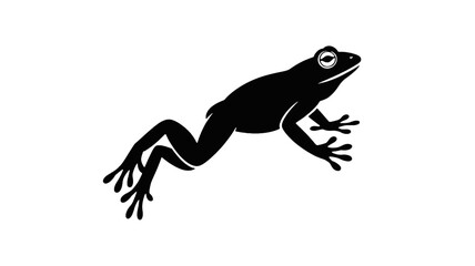 Silhouette of a jumping frog on a black background