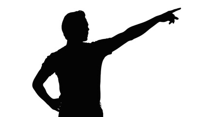 Silhouette of a man pointing to the right gesture direction