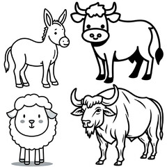 Fototapeta premium farm animals collection vector