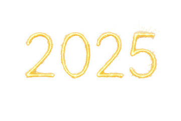 Sparkling Golden Numbers 2025 Written with Fireworks, Representing New Year Celebration and Future