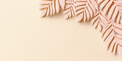 Sfondo beige con motivo a foglie in rilievo