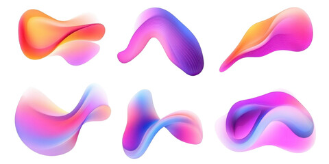 Set of gradient colorful lines design isolated on transparent background.