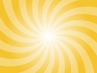 Saffron orange sunburst background. Yellow radial retro glowing rays banner. Abstract retro whirlwind starburst vector abstract background. Twisted radial illustration.