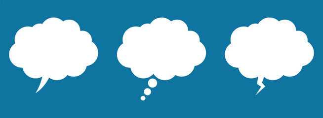 Speech or think bubble, empty communication cloud. Thought cloud. Think bubble in white color.