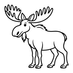 Moose illustration vector style coloring page 