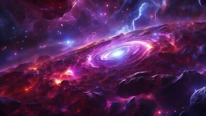 A cosmic storm glowing with violet and crimson energy. Cinematic theme, HDR, Vibrant