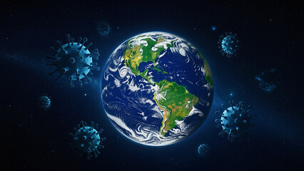 Obraz premium blue virus world