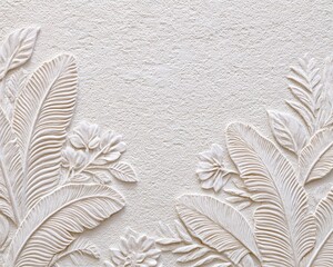 Patterno tropicale in rilievo: foglie di banano e fiori