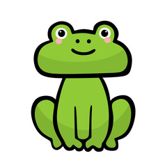Cute Cartoon Green Smiling Frog Illustration Graphic Design