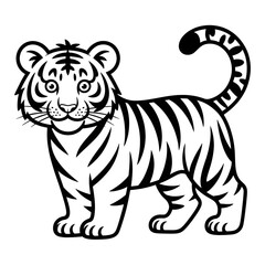 tiger vector illustration coloring page line art