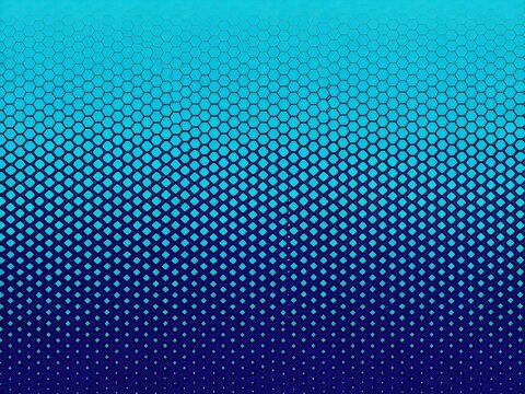 Digital background featuring a cool blue color gradient and a varying dot pattern, from large to small.