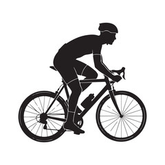 Obraz premium Dynamic silhouette of a cyclist in motion on a road bicycle