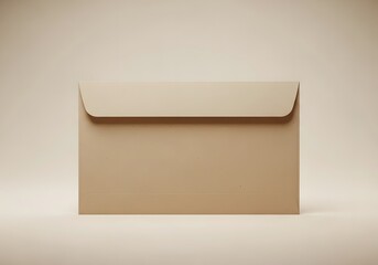 Blank beige paper envelope mockup on a matching background