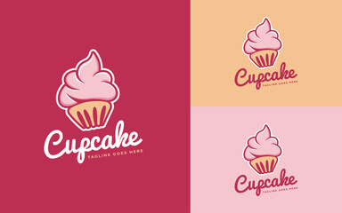 Cute Cupcake Logo – Bakery Branding, Dessert Shop Emblem