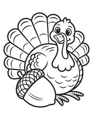 Cute Sitting Turkey with Crossed Legs Coloring Page