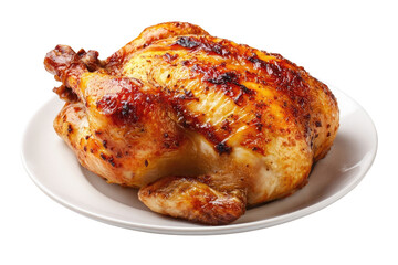 Roasted chicken on white plate