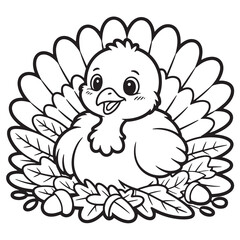 Turkey with Pumpkin Coloring Page, Pilgrim Hat Turkey Coloring Page, Sleeping Turkey with Pumpkins Line Art, Happy Thanksgiving Turkey Holding Leaf Coloring Pages