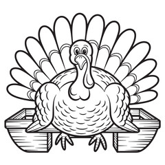 Turkey with Pumpkin Coloring Page, Pilgrim Hat Turkey Coloring Page, Sleeping Turkey with Pumpkins Line Art, Happy Thanksgiving Turkey Holding Leaf Coloring Pages